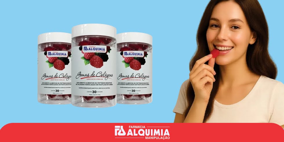 Gomas de Colágeno com Frutas Vermelhas: Saúde da Pele, Unhas e Cabelos

